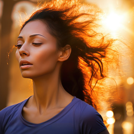 Beautiful young woman doing sportsの素材