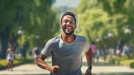 Man doing sports in the parkの素材