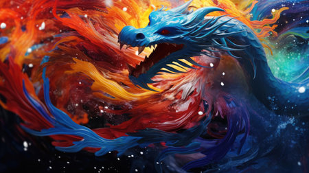 Abstract colorful image of Chinese dragonの素材