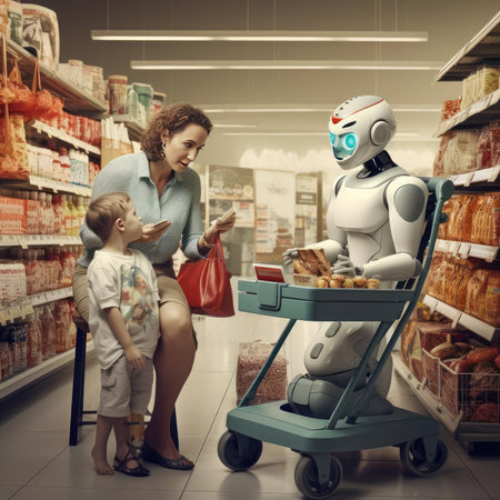 Robot Personal Assistant Helps Manの素材