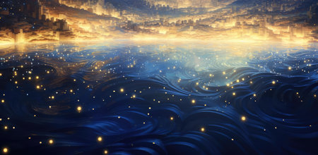 Blue and gold abstract backgroundの素材