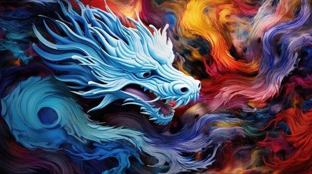 Abstract colorful image of Chinese dragonの素材