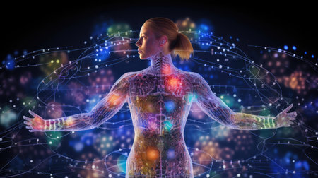 Figure of a man consisting of medical elementsの素材