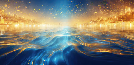 Blue and gold abstract backgroundの素材