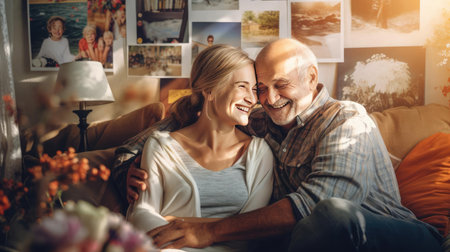 Happy family with elderly parentsの素材