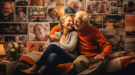 Happy family with elderly parentsの素材