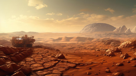 Exploration of Mars, a rover on the surface of the red planetの素材