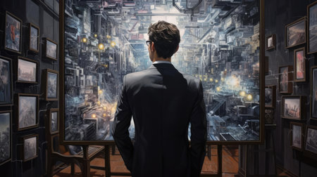 A human examines AI-generated artworkの素材