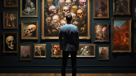 A human examines AI-generated artworkの素材
