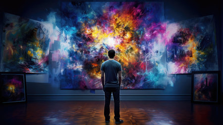 A human examines AI-generated artworkの素材