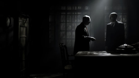 People in a dark room discussing somethingの素材