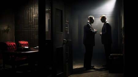 People in a dark room discussing somethingの素材