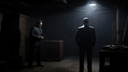 People in a dark room discussing somethingの素材