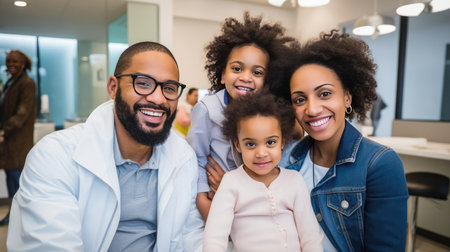 Happy and smiling family of parents and childrenの素材