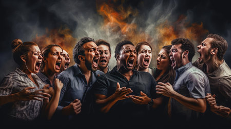 People shout at each other with angerの素材