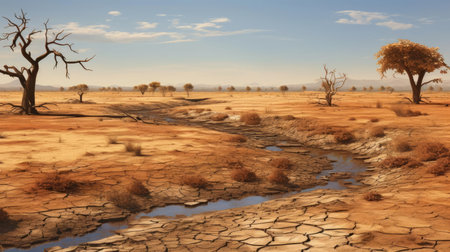 Desert with cracked earthの素材