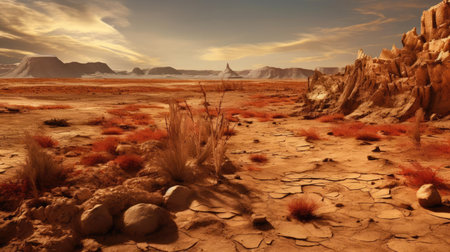Desert with cracked earthの素材