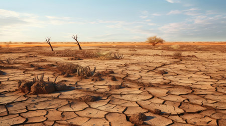 Desert with cracked earthの素材