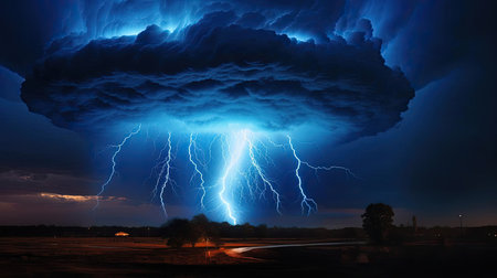 Tornado of the future with lightningの素材