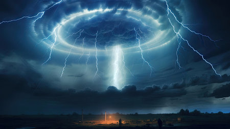 Tornado of the future with lightningの素材