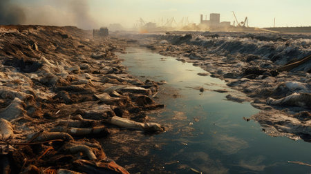 A lot of garbage on the seashoreの素材