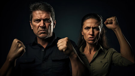 A man and a woman are fighting for their rightsの素材