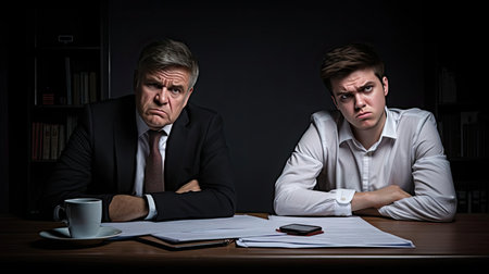 Two employees sit sadの素材