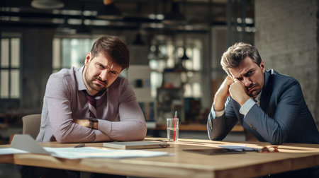 Two employees sit sadの素材