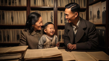 Parents adopted a childの素材