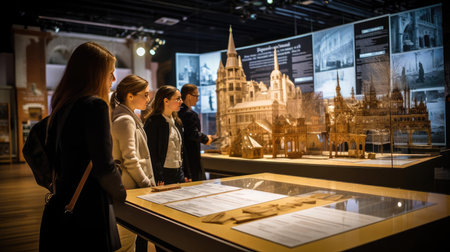 Teenagers in the museumの素材