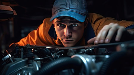 Mechanic locksmith repairing car engineの素材