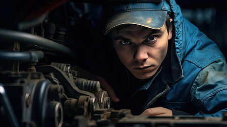 Mechanic locksmith repairing car engineの素材