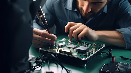 Microelectronics Engineer Designing New Chipsの素材