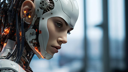 A mixture of a robot and a humanの素材