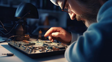 Microelectronics Engineer Designing New Chipsの素材