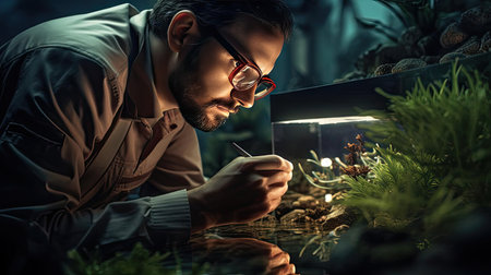 Environmental Engineer Conducting Experiments With Floraの素材