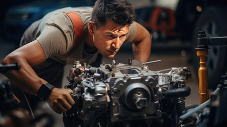 Mechanic locksmith repairing car engineの素材