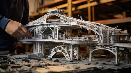 An architect designs a model of a buildingの素材