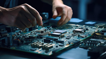 Microelectronics Engineer Designing New Chipsの素材