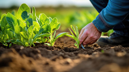 The agronomist checks the quality of the soilの素材