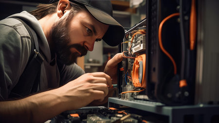 Electrical engineer at workの素材