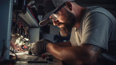 Electrical engineer at workの素材