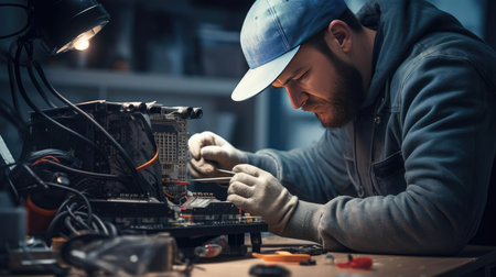 Electrical engineer at workの素材