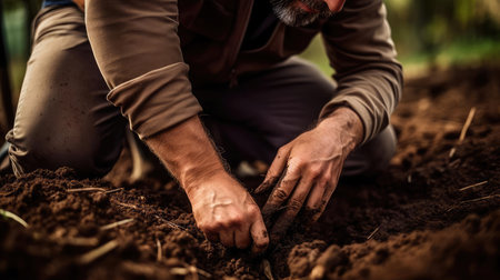 The agronomist checks the quality of the soilの素材
