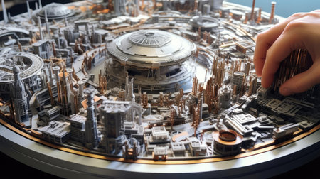 An architect designs a model of a buildingの素材