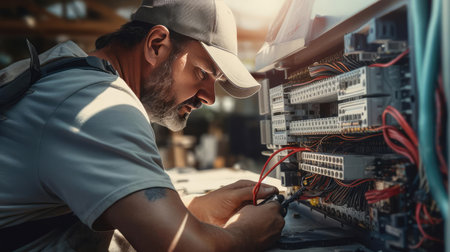 Electrical engineer at workの素材