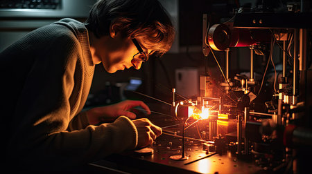 Scientist physicist at workの素材