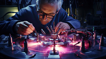 Scientist physicist at workの素材