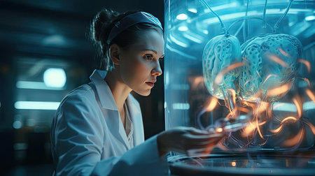 Neuroscientist conducting research in the laboratoryの素材