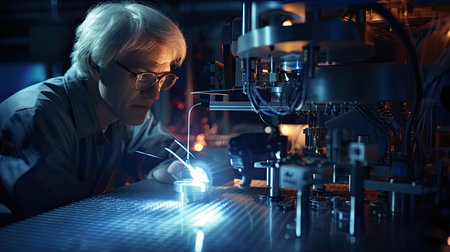 Scientist physicist at workの素材